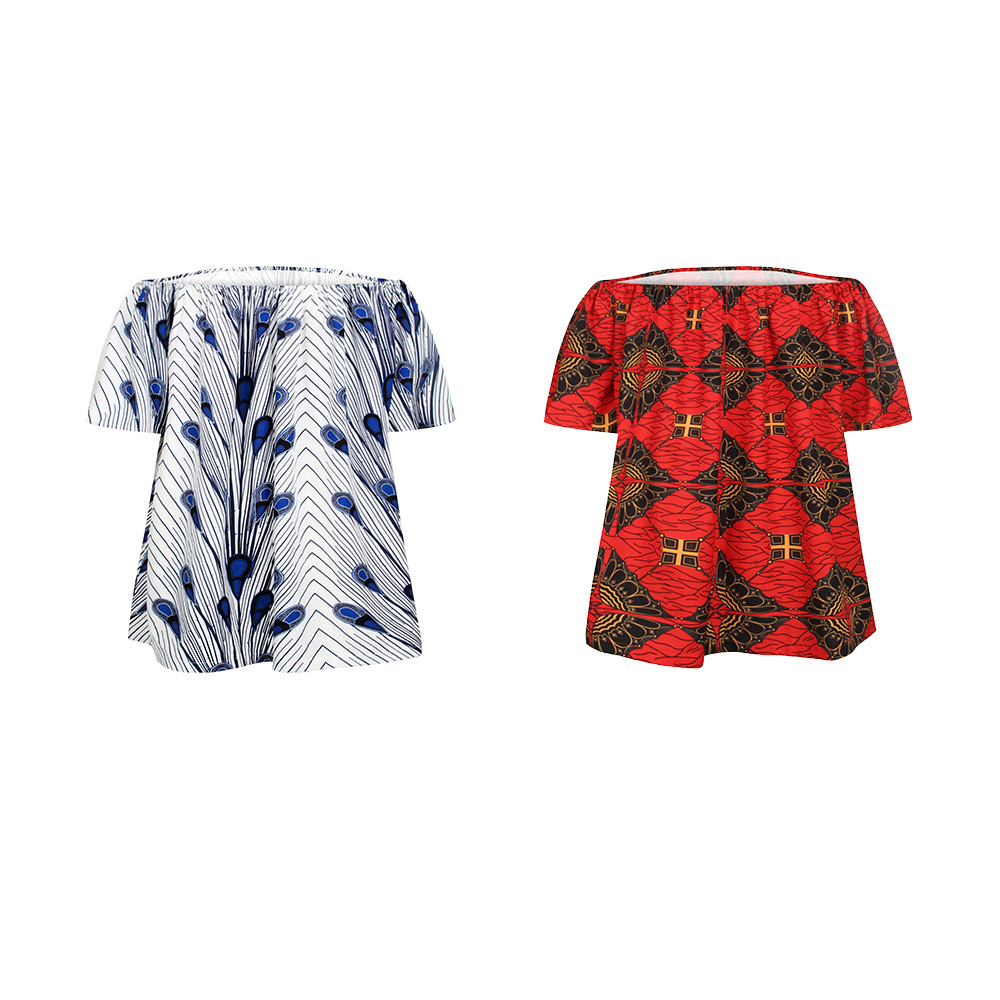 Digital print one-collar skirt