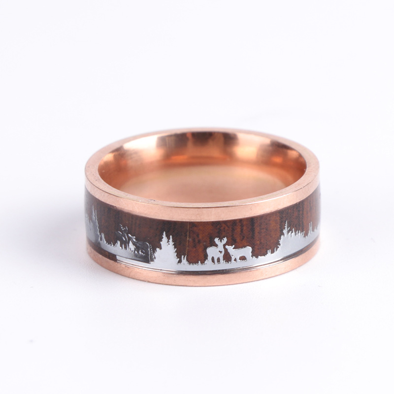 Individual wood grain silhouette ring