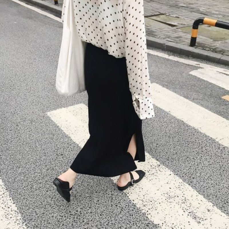 Parent child knitted wool girl''s long skirt