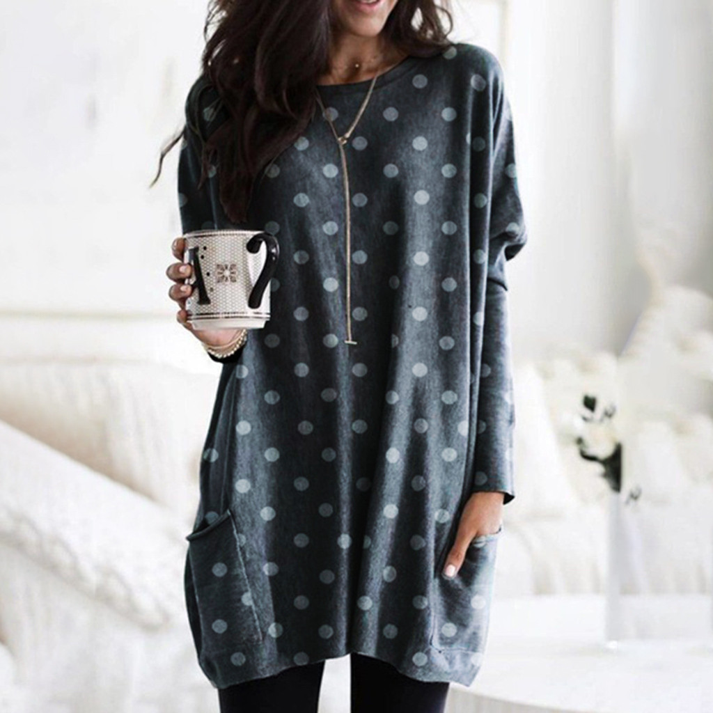 Polka dot print long sleeve T-shirt