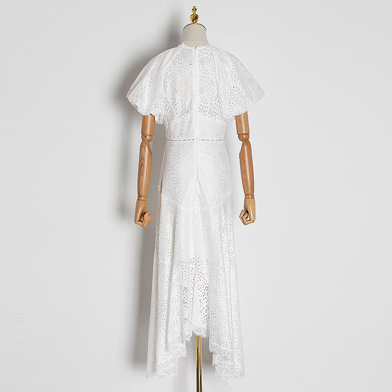 Lantern sleeve short front and long dress