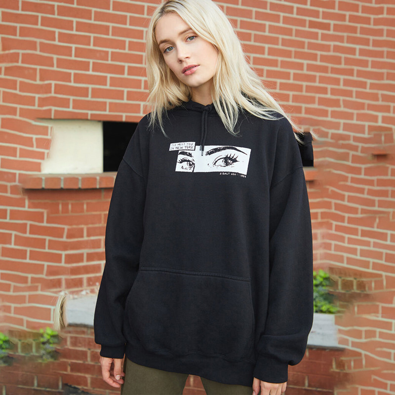 Women's white loose sweater with carousel print