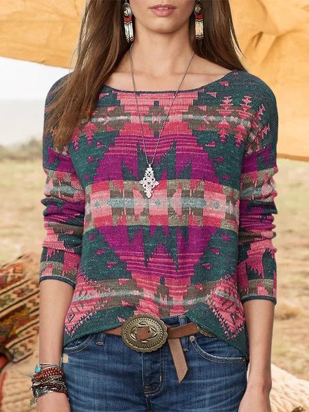 Printed T-shirt with long sleeves