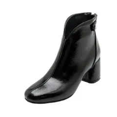 Women's block heel square heel short boots - Black - View 1