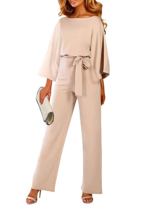 Slim fit lace up jumpsuit Apricot - Shop at LoveMi