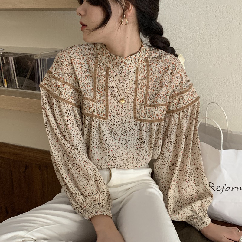 Women's loose lantern sleeve doll shirt top