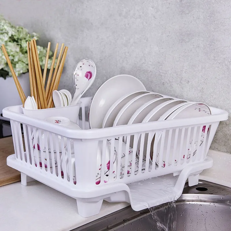 Kitchen drain dish rack - White