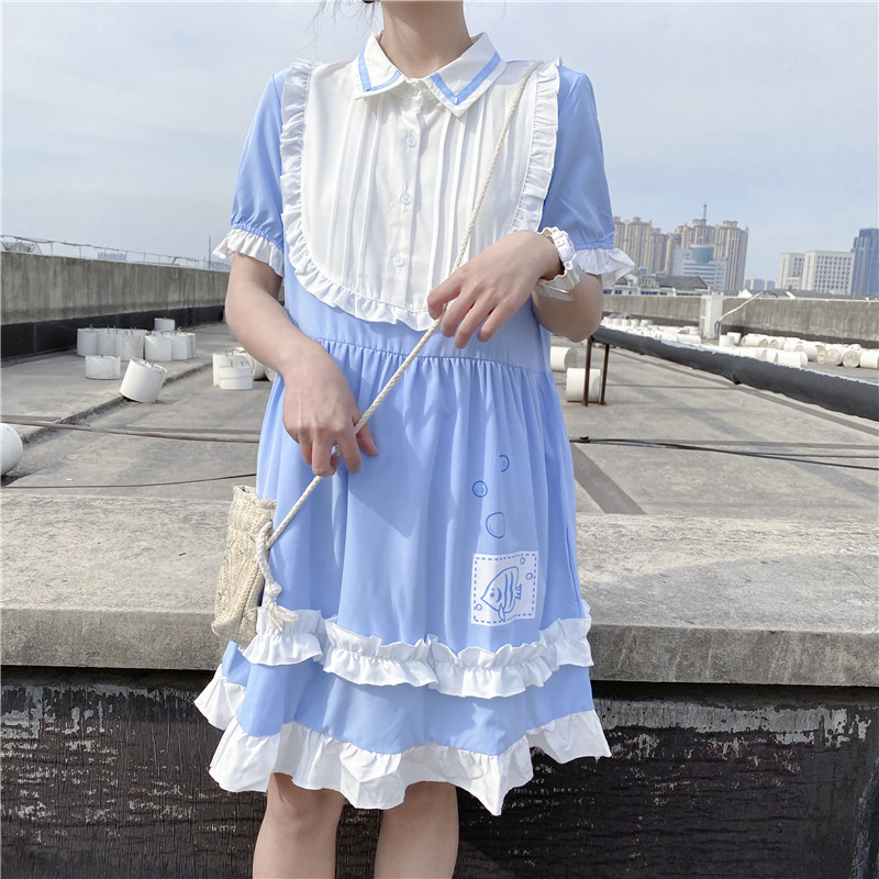 Doll collar chiffon short sleeve dress