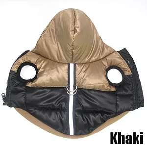 Pet hooded warm cotton coat - Khaki