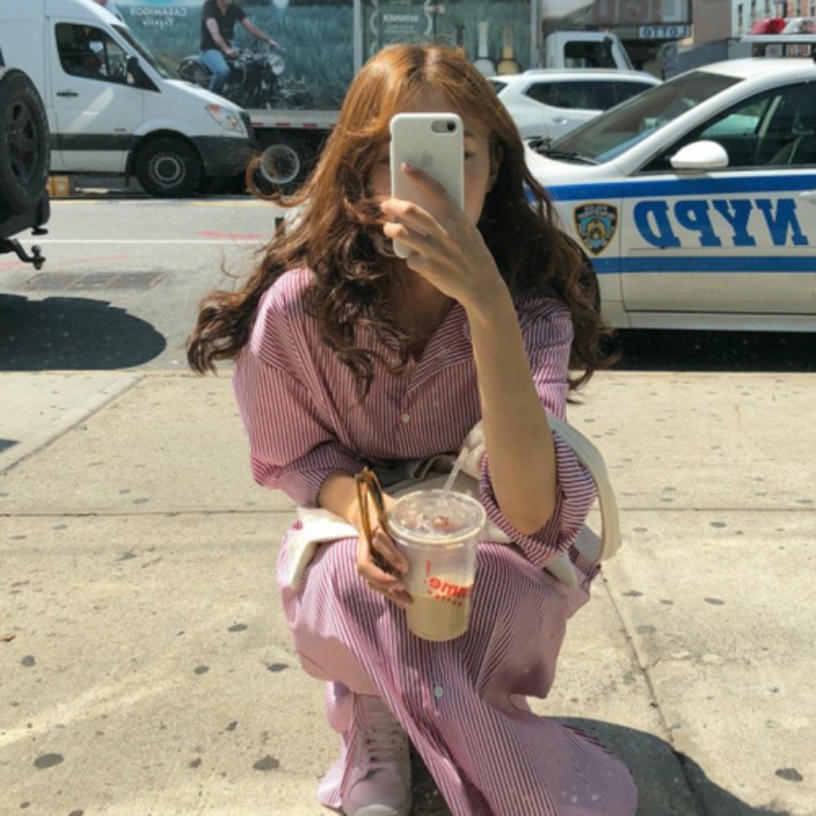 Versatile striped slim dress