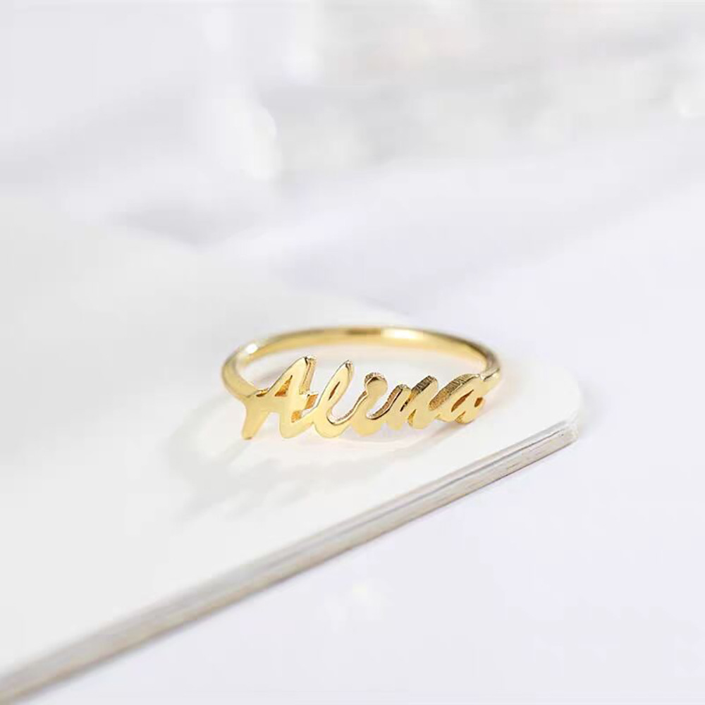 Customized English Alphabet Stainless Steel Name Ring