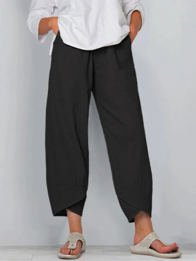 Casual straight leg women's pants Black - Shop at LoveMi