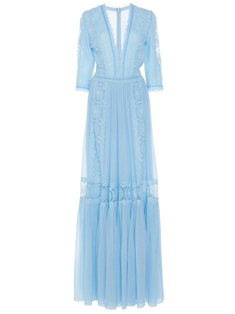 Lace chiffon large swing dress