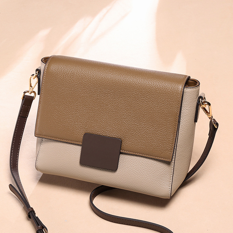 Head layer cowhide shoulder bag