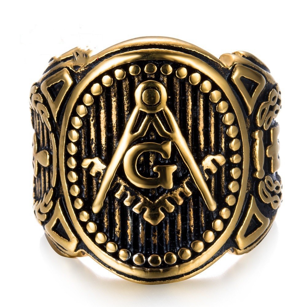 Vintage personality golden masonic ring
