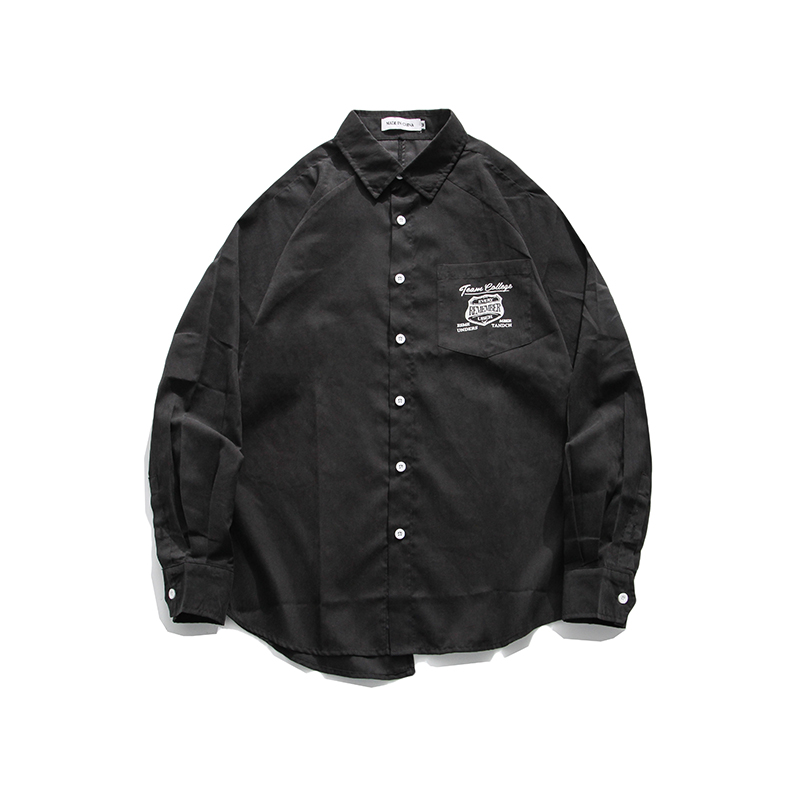 Hong Kong style Japanese retro solid color shirt