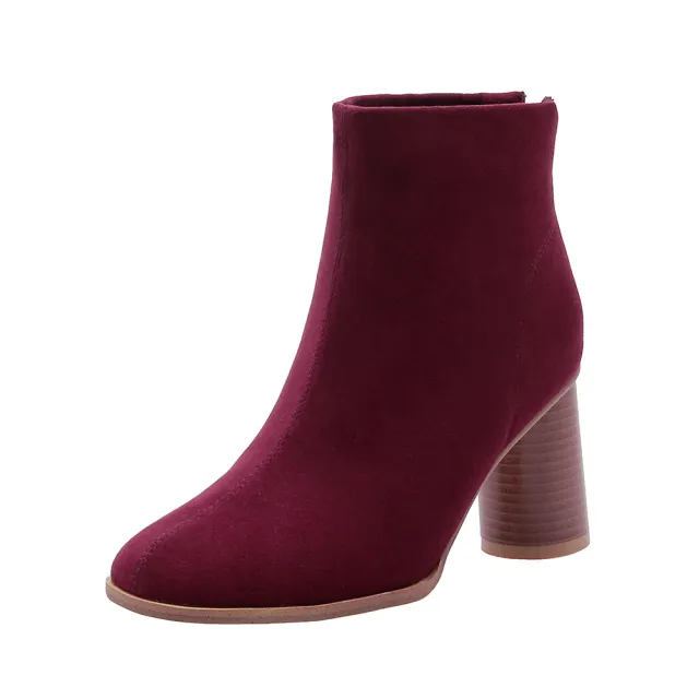 Women's frosted high heel ankle boots Wine - Shop at LoveMi