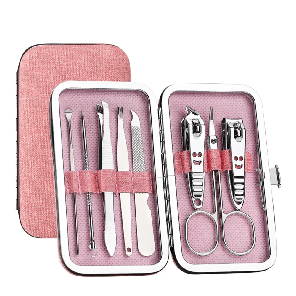 8-piece nail clippers manicure set - Pink