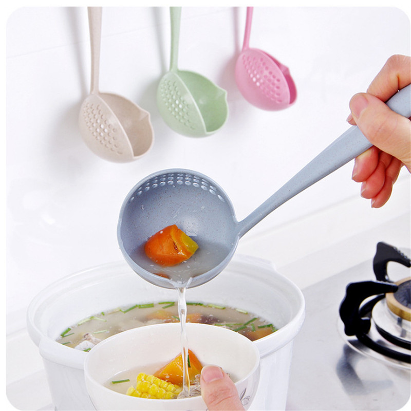 Slotted spoon with long handle