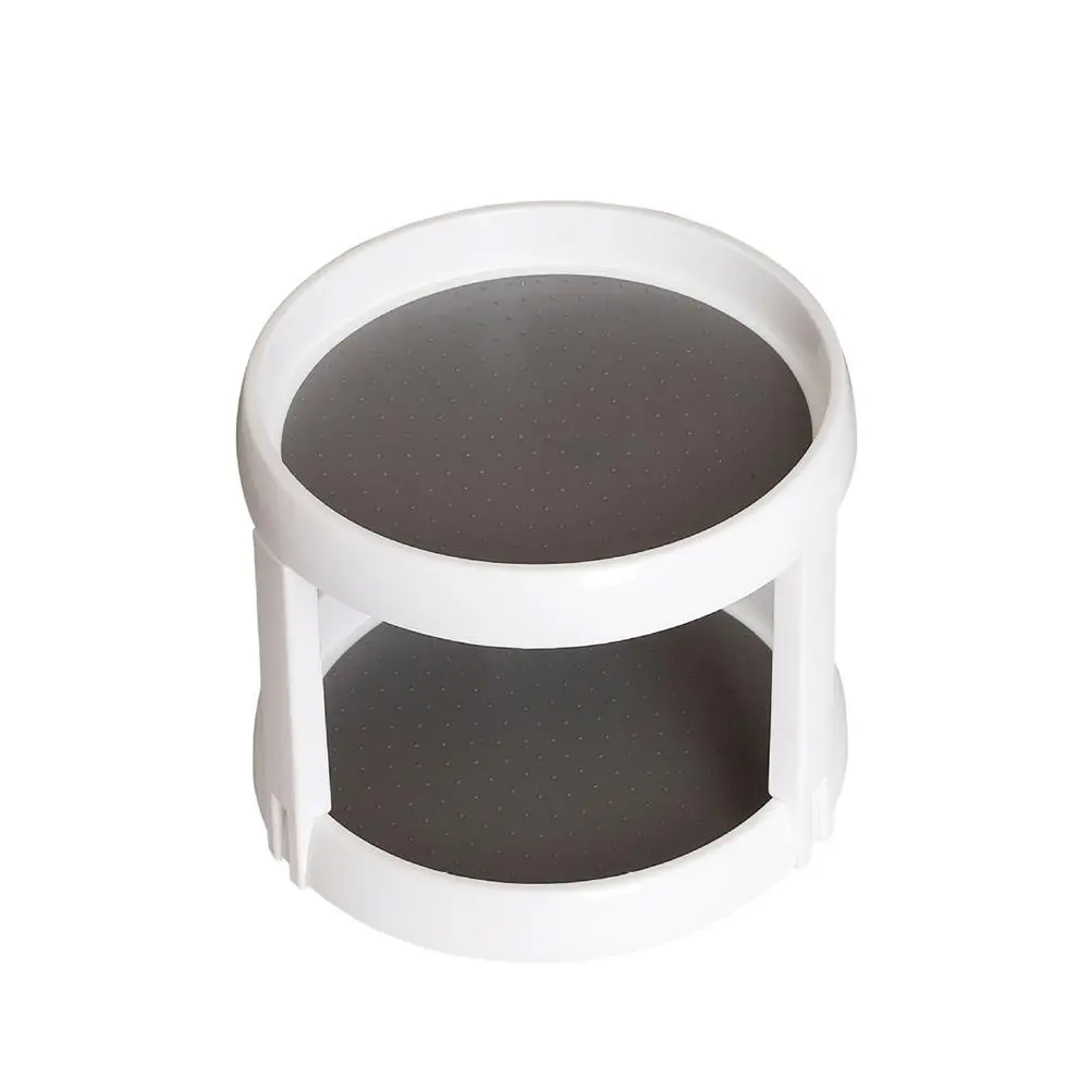 Rotating double-layer desktop storage rack - White
