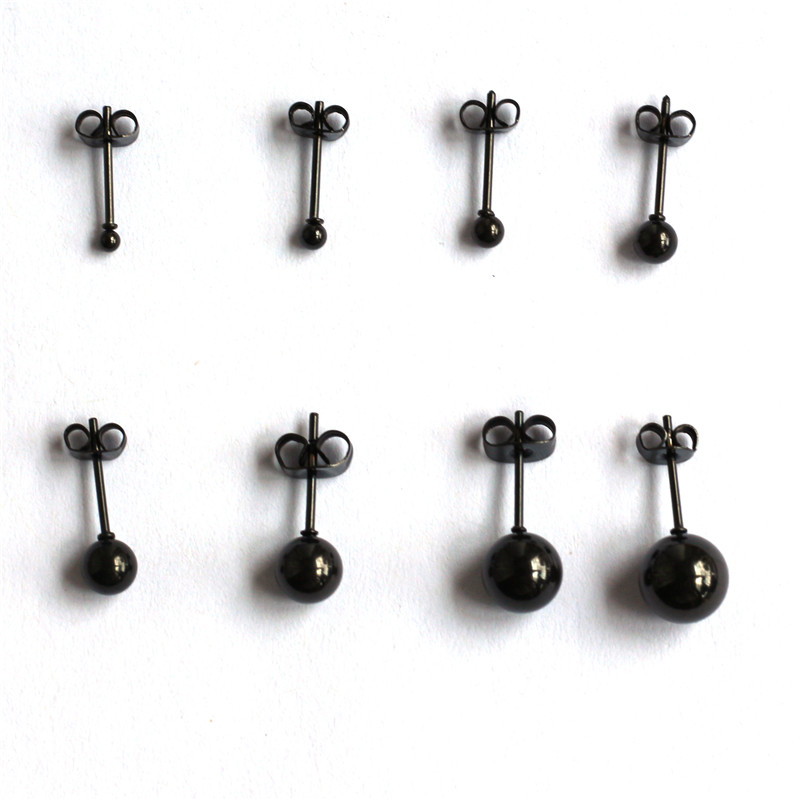 Titanium steel small black bean earrings
