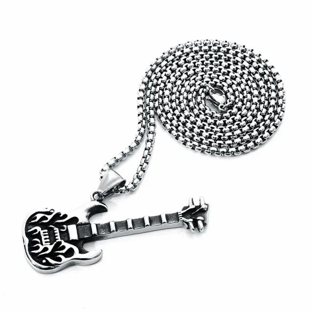 Titanium steel guitar pendant Silver - Shop at LoveMi