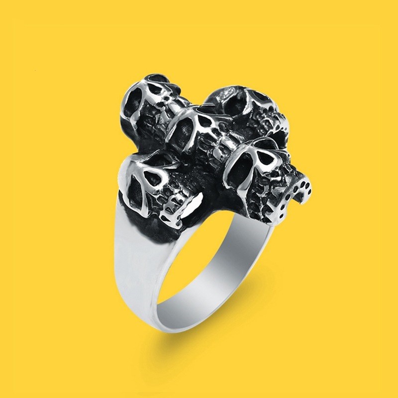 Stainless steel ring male skull cross titanium steel ring