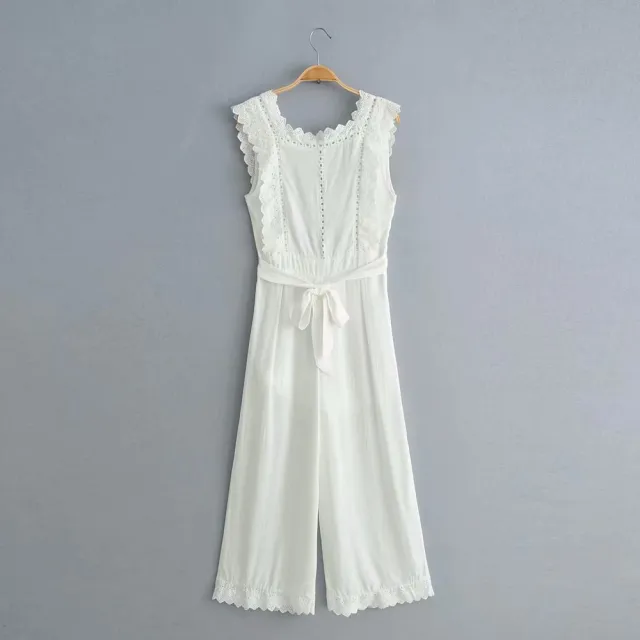 Lace panelling jumpsuit White - Shop at LoveMi