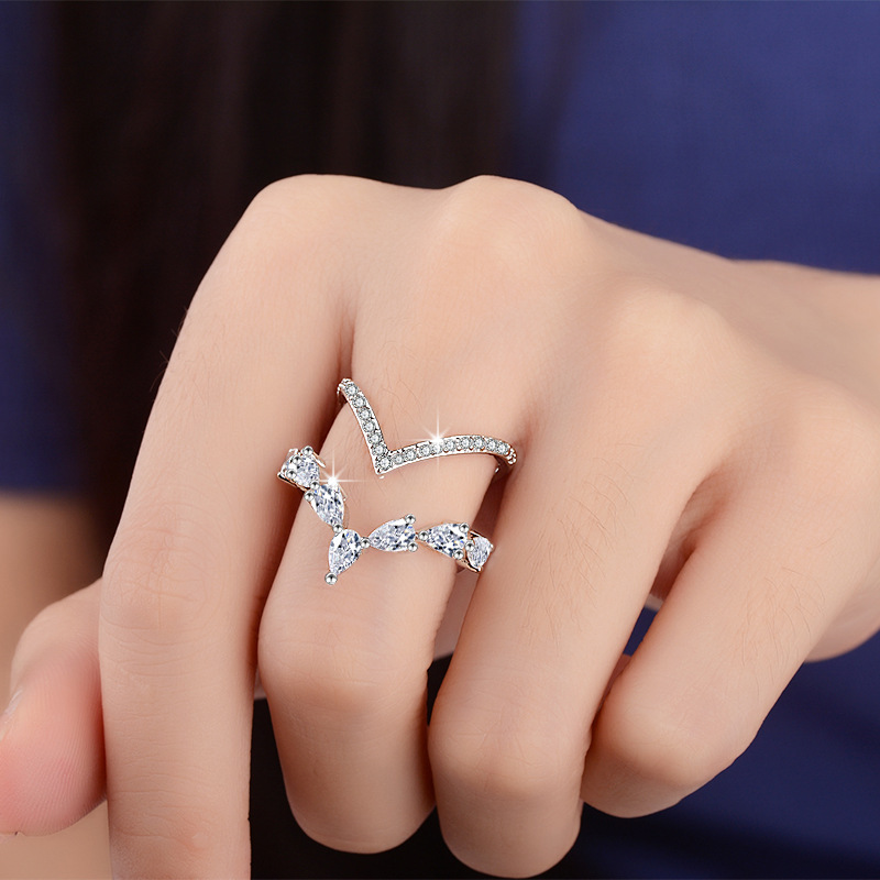 Diamond Zircon Double Ring