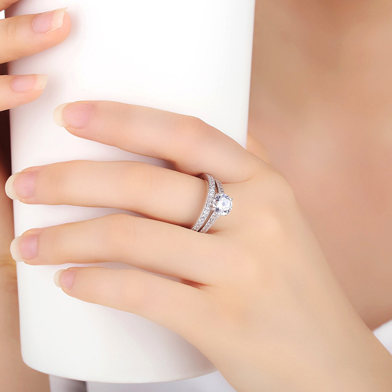 Copper Inlaid Zircon Proposal Engagement Ring