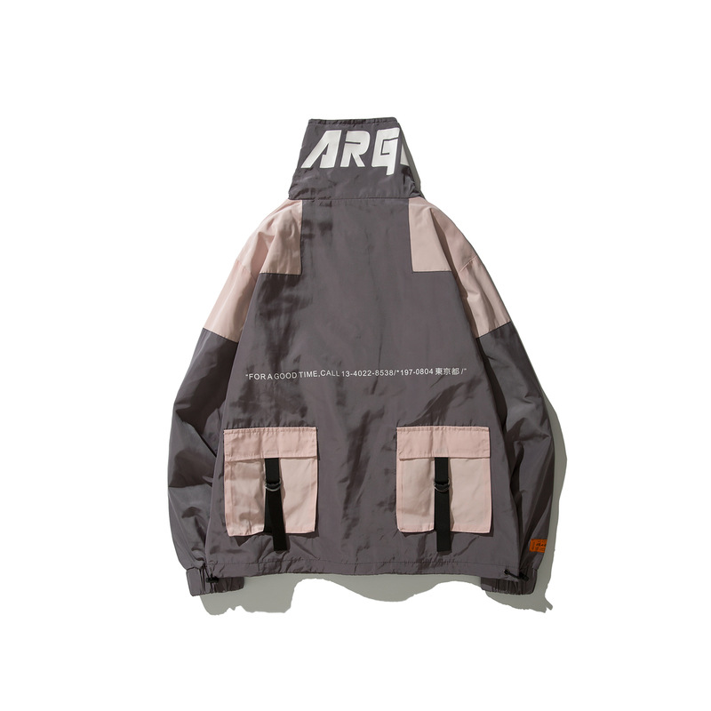 Retro color block tooling trench coat