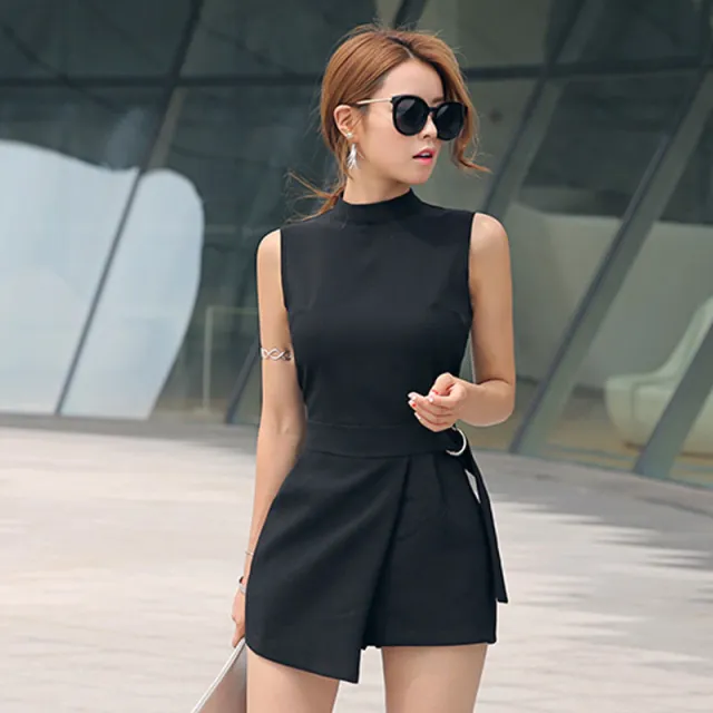 Women's Fashionable Slim Slim Irregular Jumpsuit Black - Shop at LoveMi