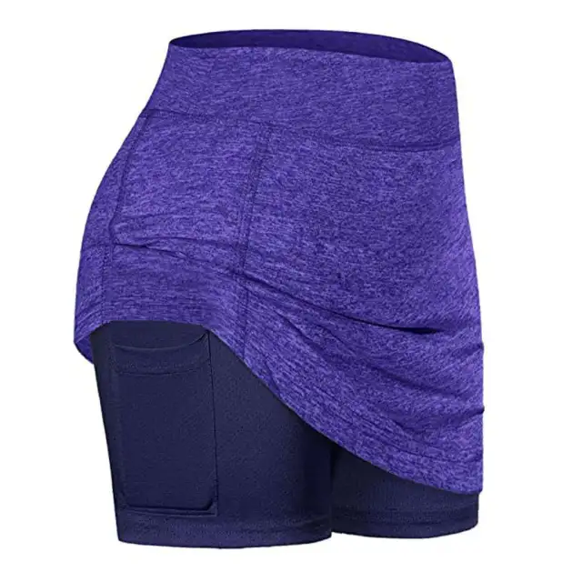 Pure color fake two piece pocket leggings Purple - Shop at LoveMi