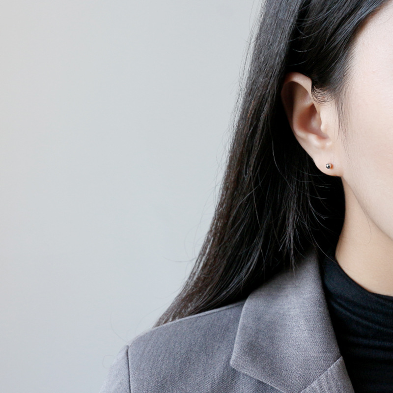 S925 Sterling Silver Small Round Bead Earrings