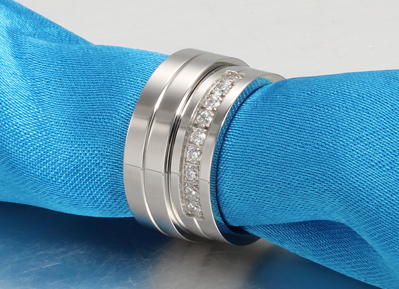 Stainless Steel Diamond Couple Ring