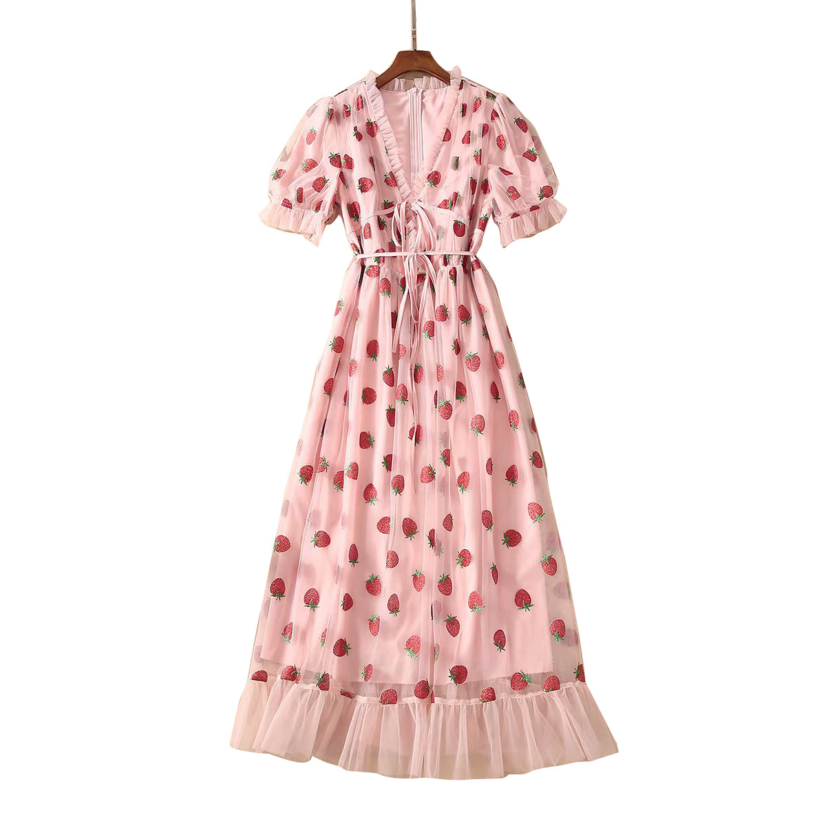 فستان فراولة بنقشة دانتيل أغاريك