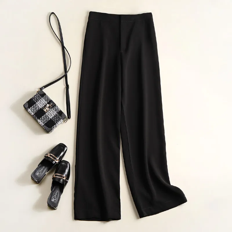High waist casual pants - Black