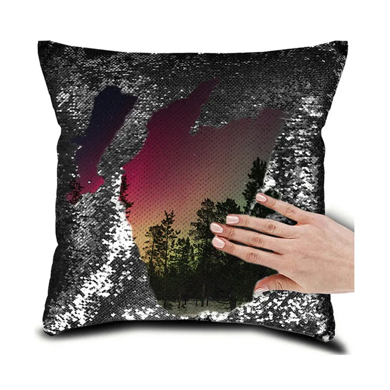 Personalised Photo Your Name Or Text Decorative Sequin Pillow Cushion Cover Reveal Magic Gift Mother Of The Bride Groom 16*16" - 8 Style
