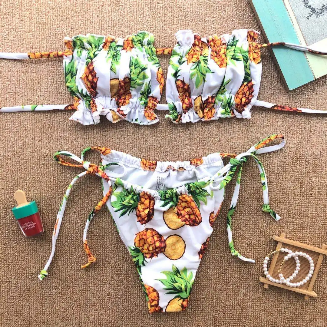 Printed sexy halter bikini