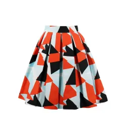 Geometric pleated skirt - Orange - View 1