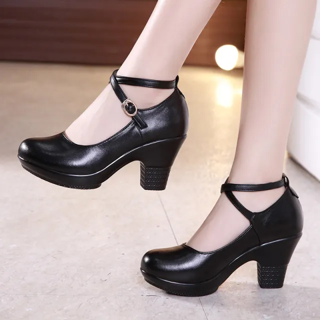 Dance shoes chunky heel high heels Black - Shop at LoveMi