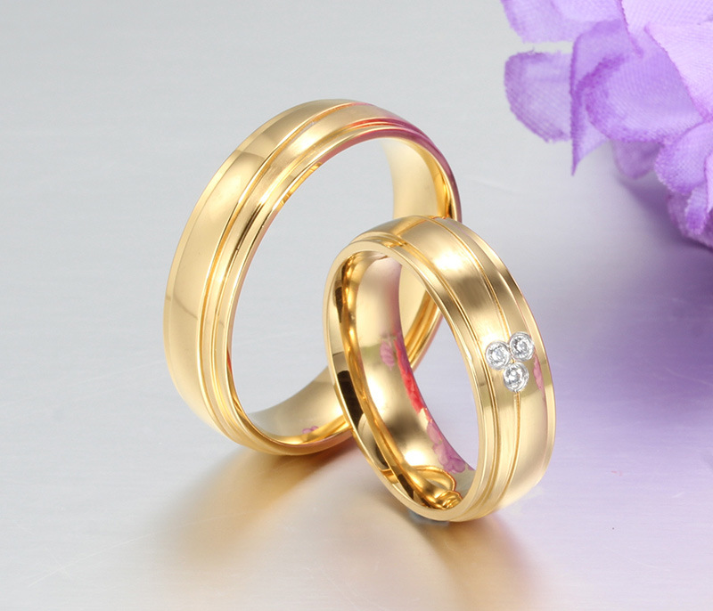 Titanium steel plating gold ring