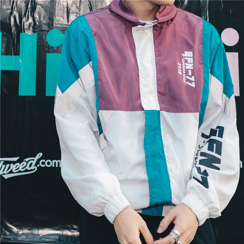 Contrast stitching loose windbreaker