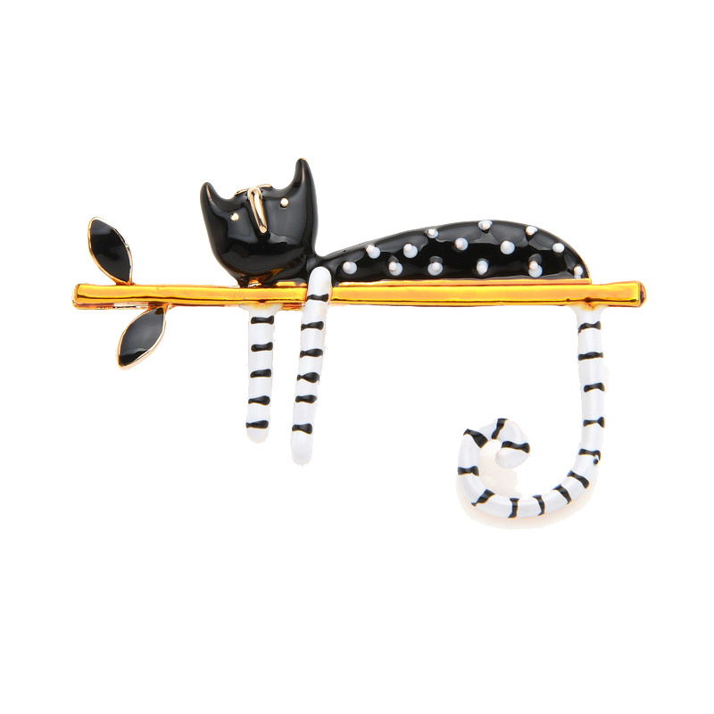 Cartoon cat brooch Black - Shop at LoveMi