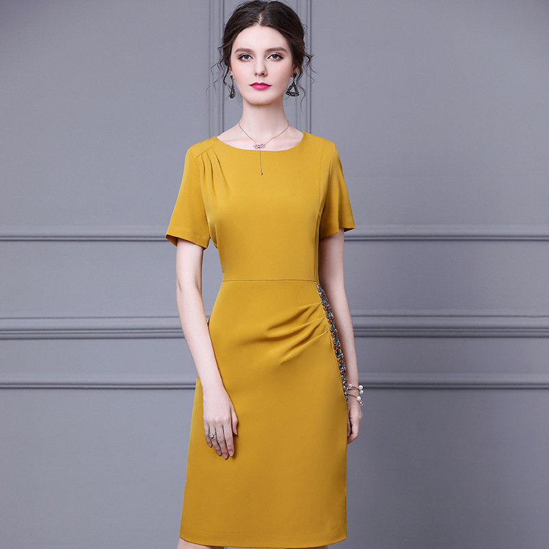 High waist studded pleated dress