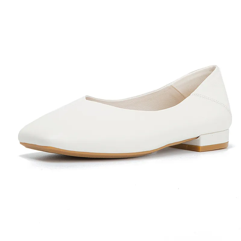 Square toe flat shoes - White