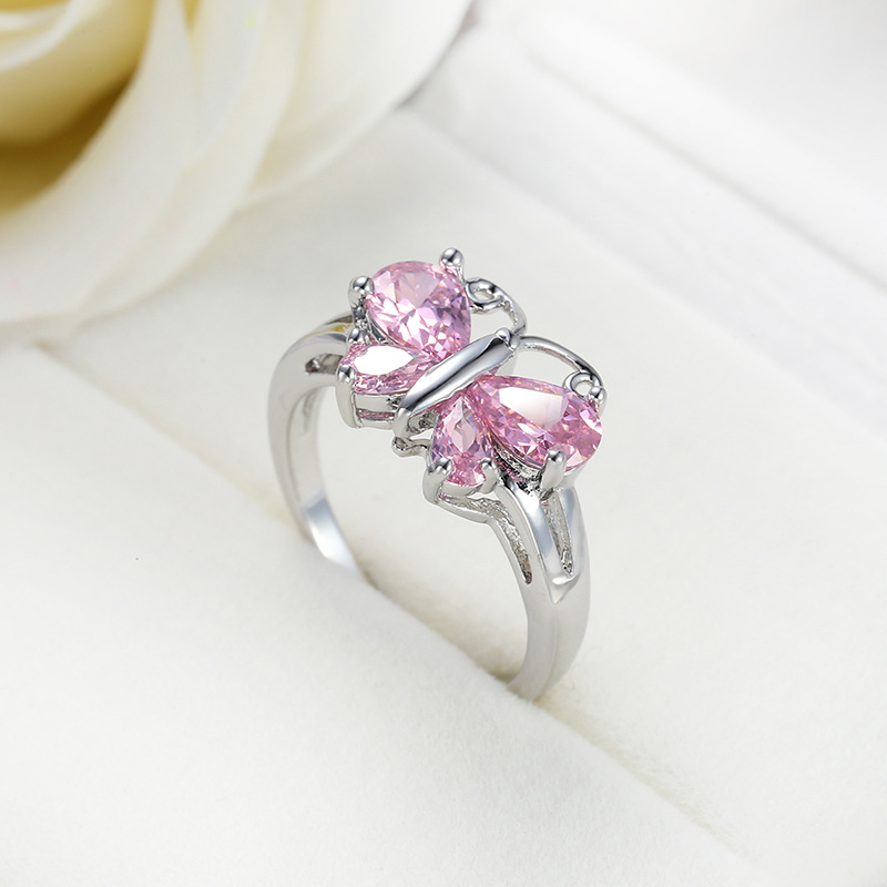 Insect pink zircon butterfly ring