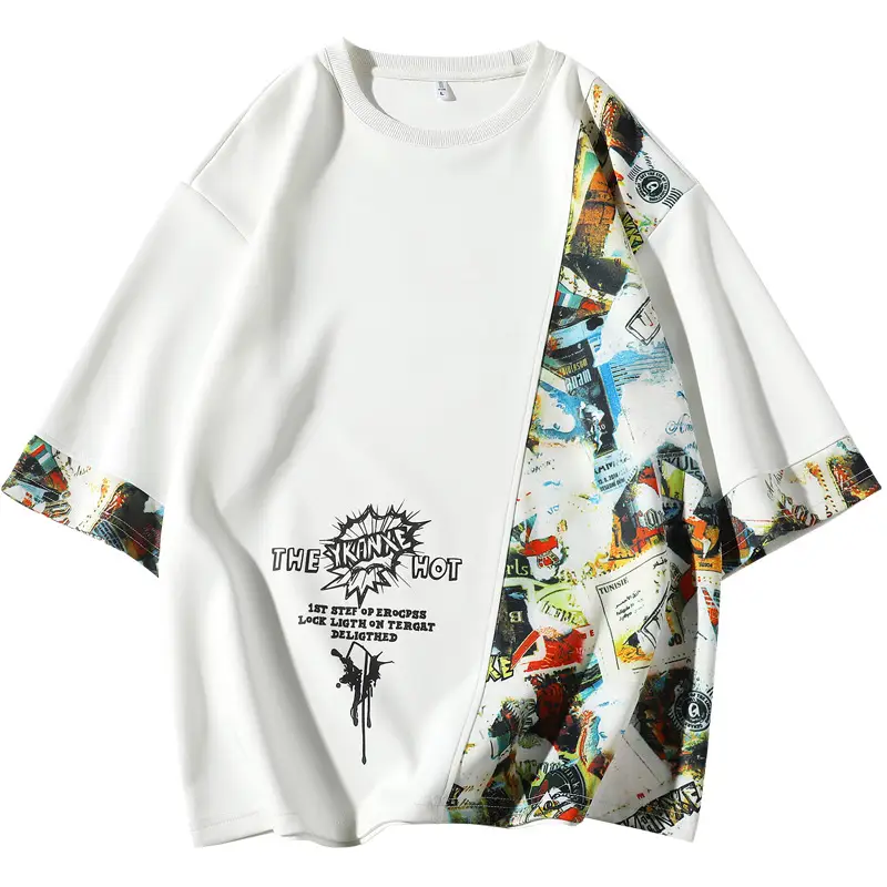 Men's fashion color stitching T-shirt