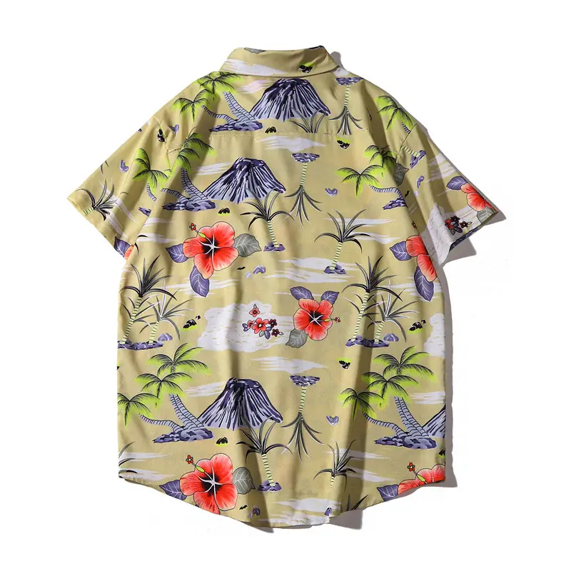 Vintage leaf print short sleeve shirt