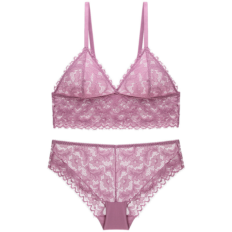 Ladies no steel ring lace bra set